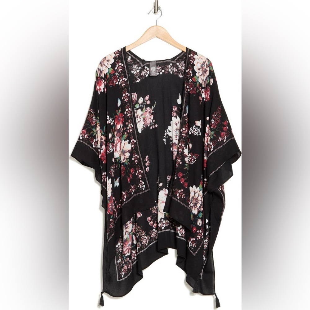 Vince Camuto Blooms Border Topper, BLACK MULTI, One Size, NWT - Picture 3 of 3
